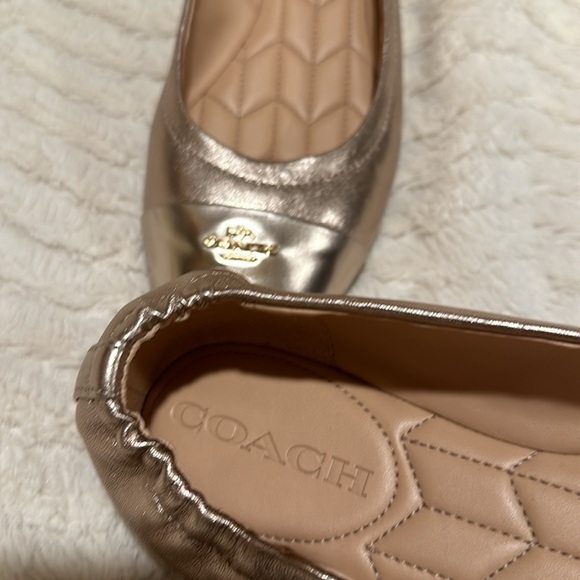 COACH Chelsea Leather Rose Gold Ballet Flats Shoes - never worn, size US 7B - Picture 4 of 8